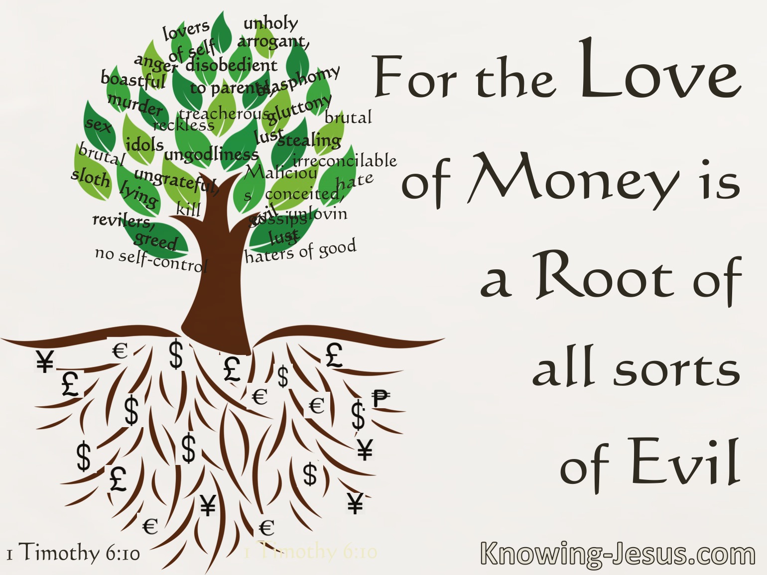 What Does 1 Timothy 6 10 Mean   1 Timothy 6 10 The Love Of Money Is A Root Of Evil Beige 